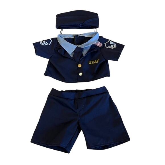 Build A Bear Workshop Air Force Military Blues Uniform Outfit And Hat - Picture 1 of 5